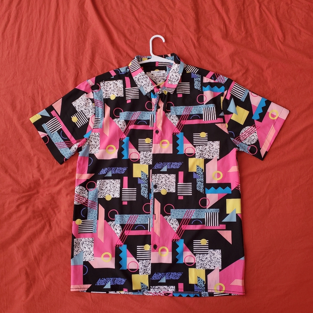 Mens Colorful Geometric Print Shirt
